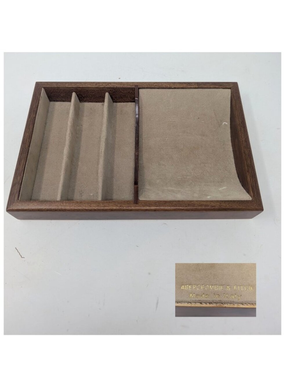 Vintage Abercrombie & Fitch Woodgrain Tray Jewelry Italy